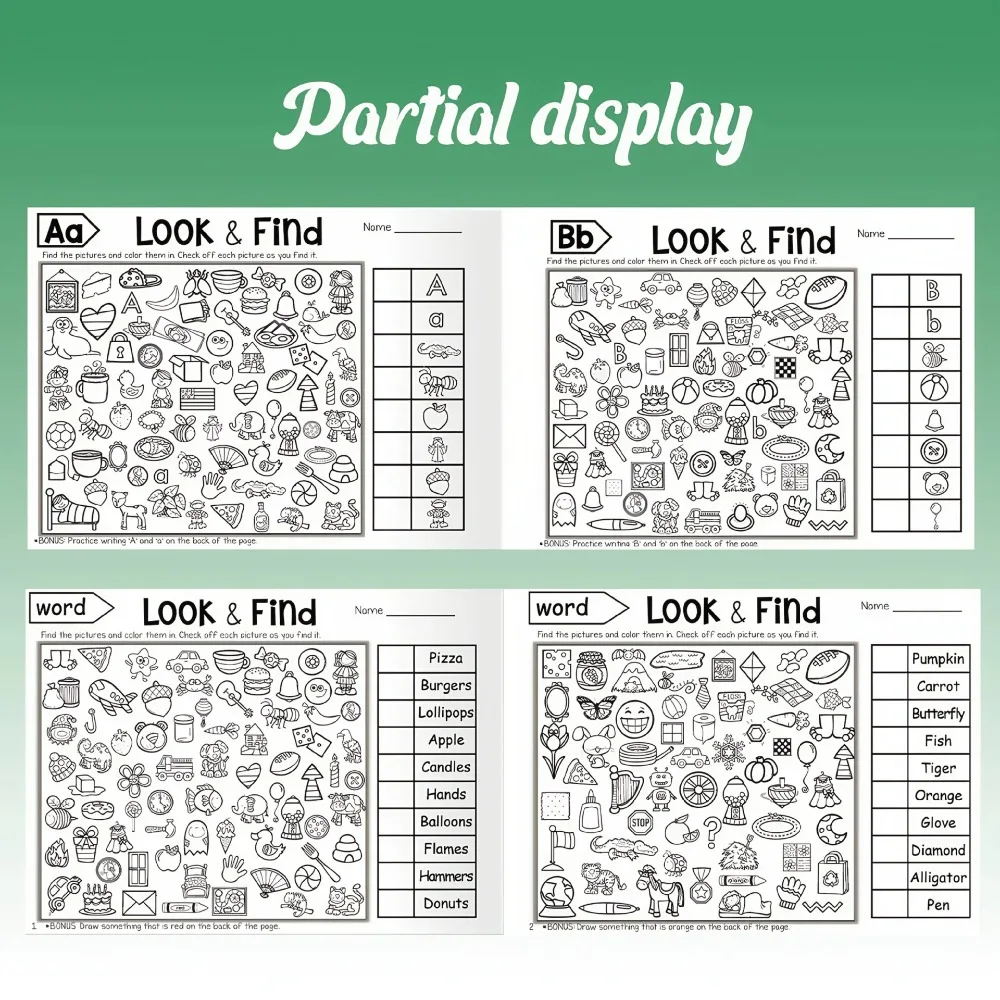 Children's Search for Items Game, Enhance Visual Perception, Fun Coloring Book, Focus and Attention, Handwriting Exercise Book