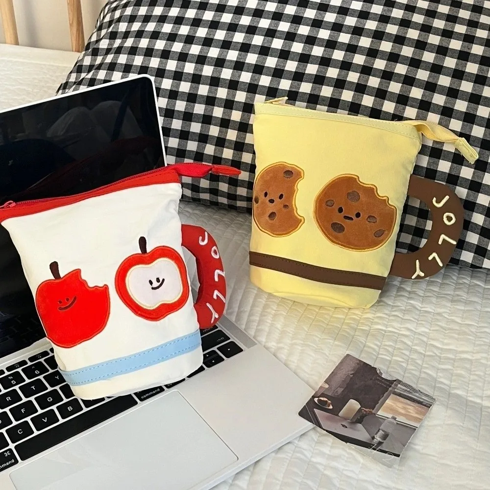 

Desktop Storage Cartoon Stationery Bag Cookies Fruits Large Capacity Korean Style Pencil Case Aesthetic Water Cup Shape