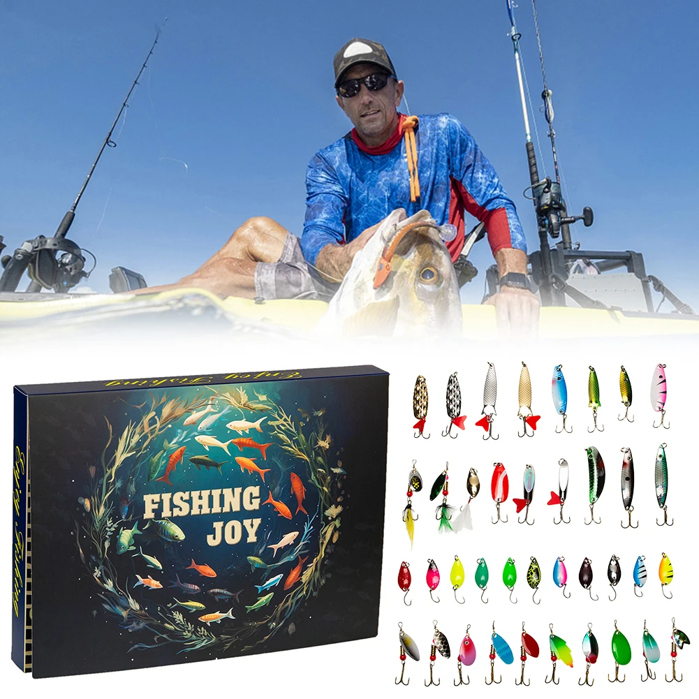 30-個釣りスプーンルアーセット混合色ハード餌フック餌付きトラウト釣り餌釣りギフト男性のための