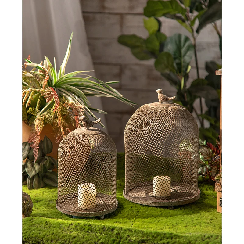 

Коричневый металлический подсвечник в виде винтажной птичьей клетки, декор для дома, свадебный реквизит