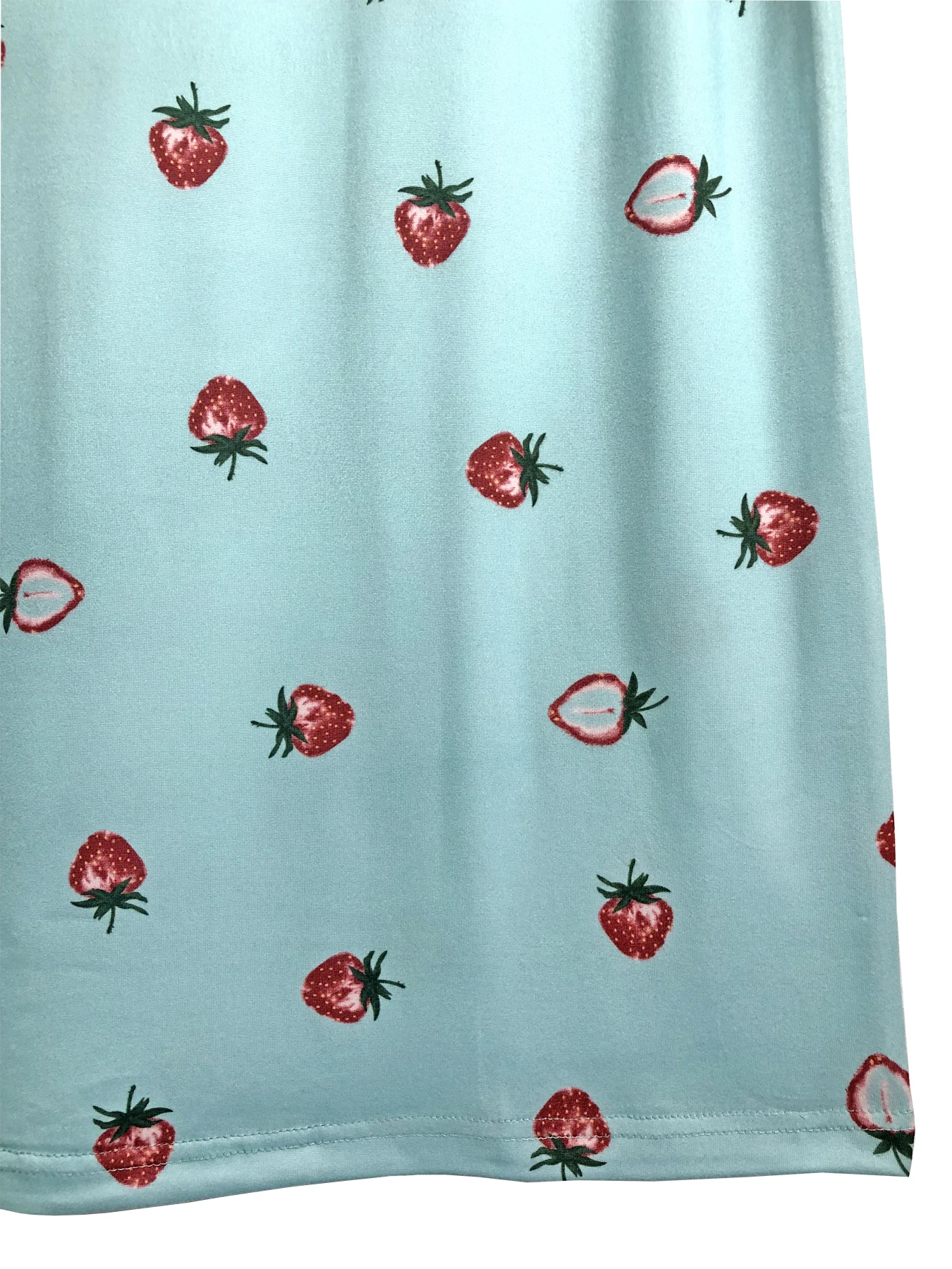 Allover Strawberry Print Nightgown Casual Short Sleeve Round Neck Loose Fit Sleep Dress Women\'s Sleepwear