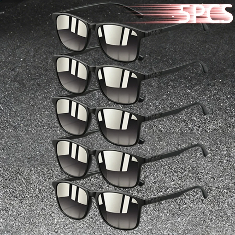 5PCS Classic Lightweight Square Check Sunglasses Vintage Brand Designer Sunglasses  Unisex Camping Beach Fishing Travel Eyewear