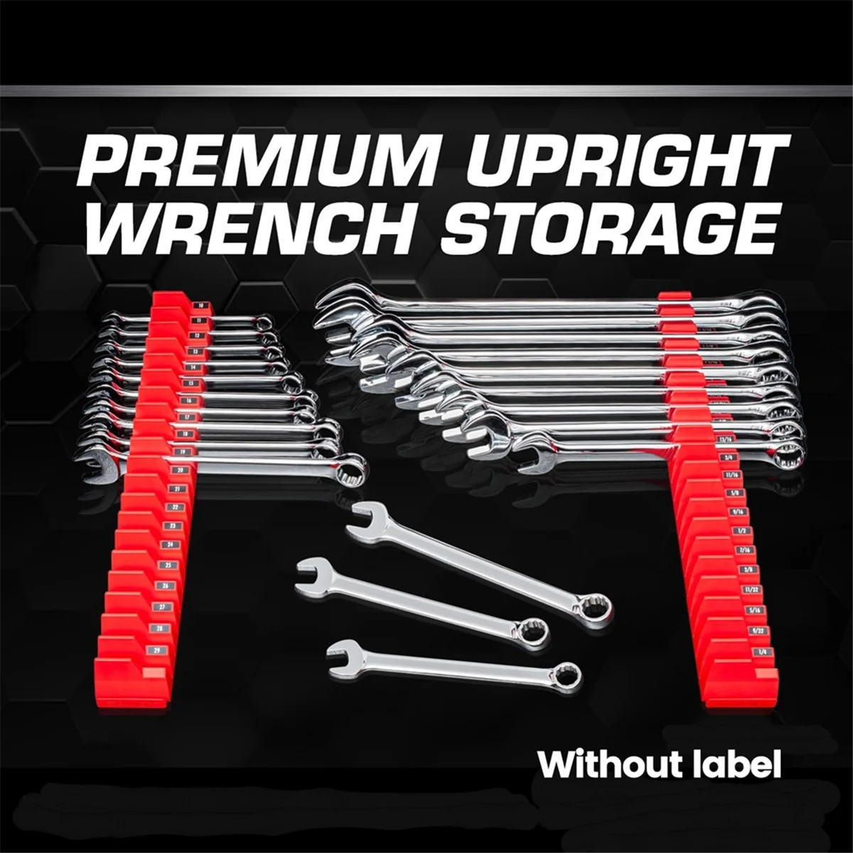 A56XQ 3Pcs Magnetic Wrench Organizer Easy to Install Portable Tool Storage Shelf Wrench Holder for Tool Drawer Storage Black