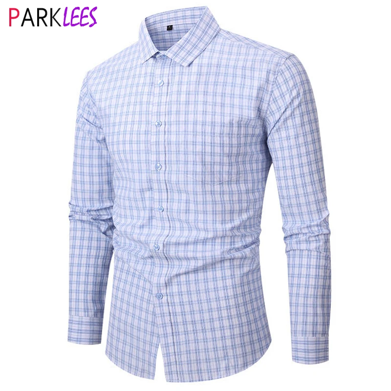 

Mens Plaid Check Button Down Dress Shirts 2024 Brand New Regular Fit Long Sleeve Shirt for Men Business Casual Gingham Shirts