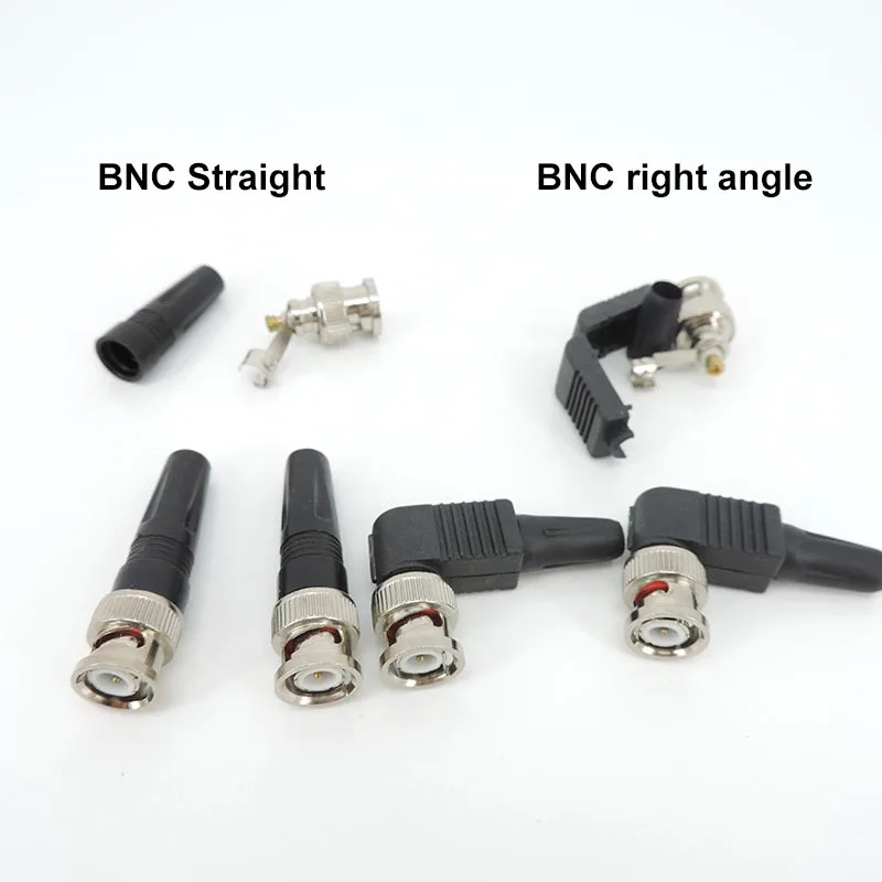 Bnc Male plug Connector right angle 90 degree adapter For Rg59 solderless Cable CCTV video balun no solder