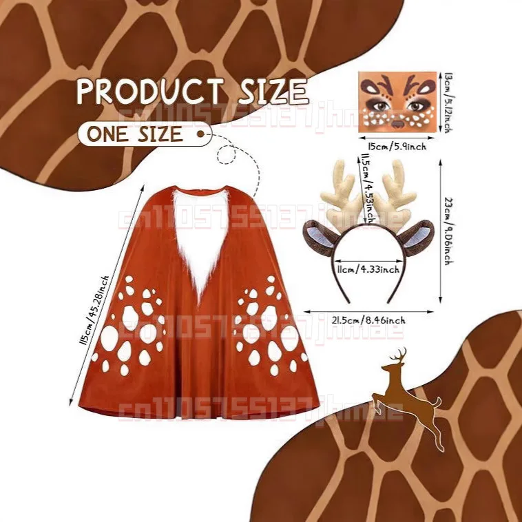 

Christmas Deer Costume Set Women's Adult Reindeer Costume Including Deer Cloak Costume For Halloween Party