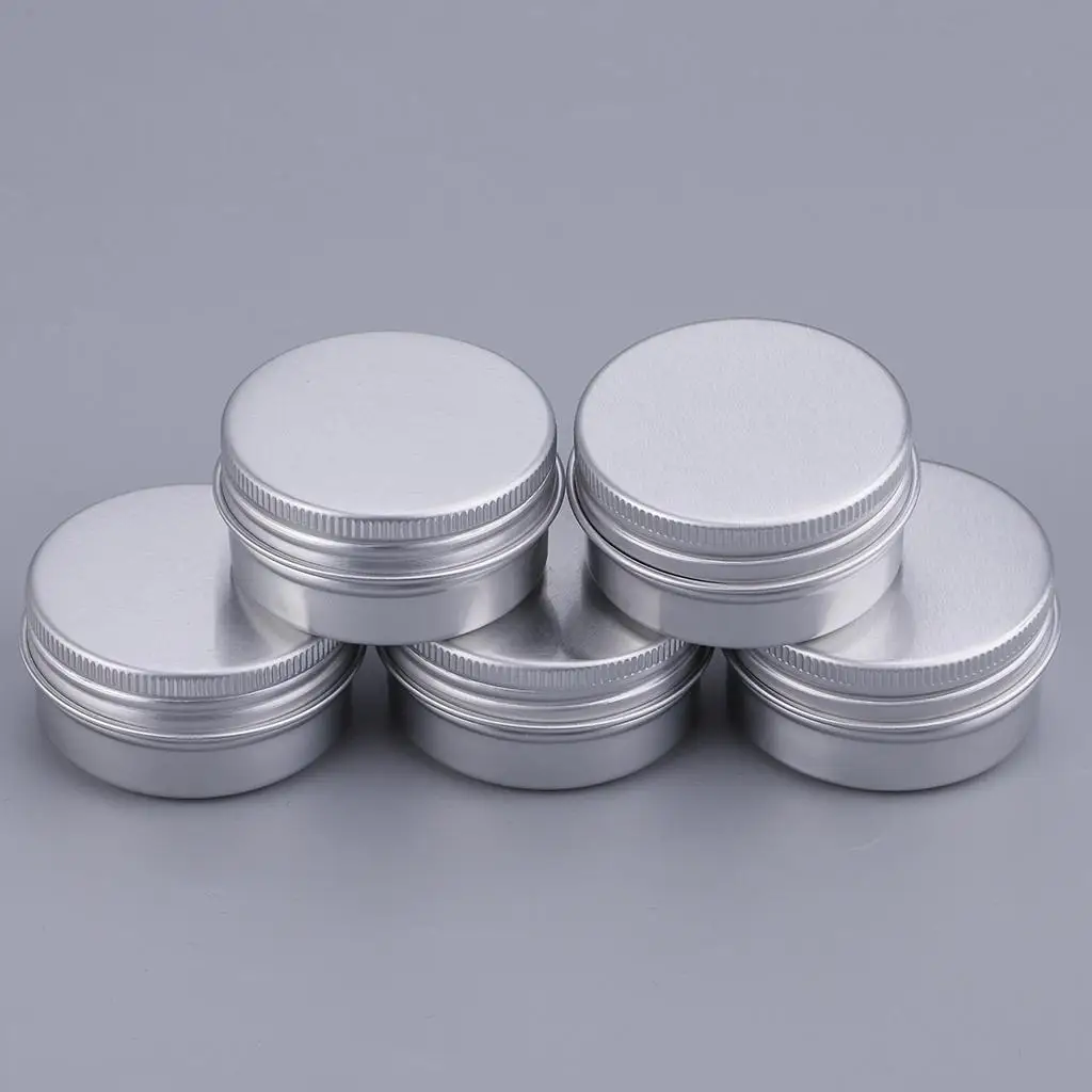 2-4pack 5 Pieces Aluminum Cosmetic Pot Lip Balm Jar Containers Oil Wax