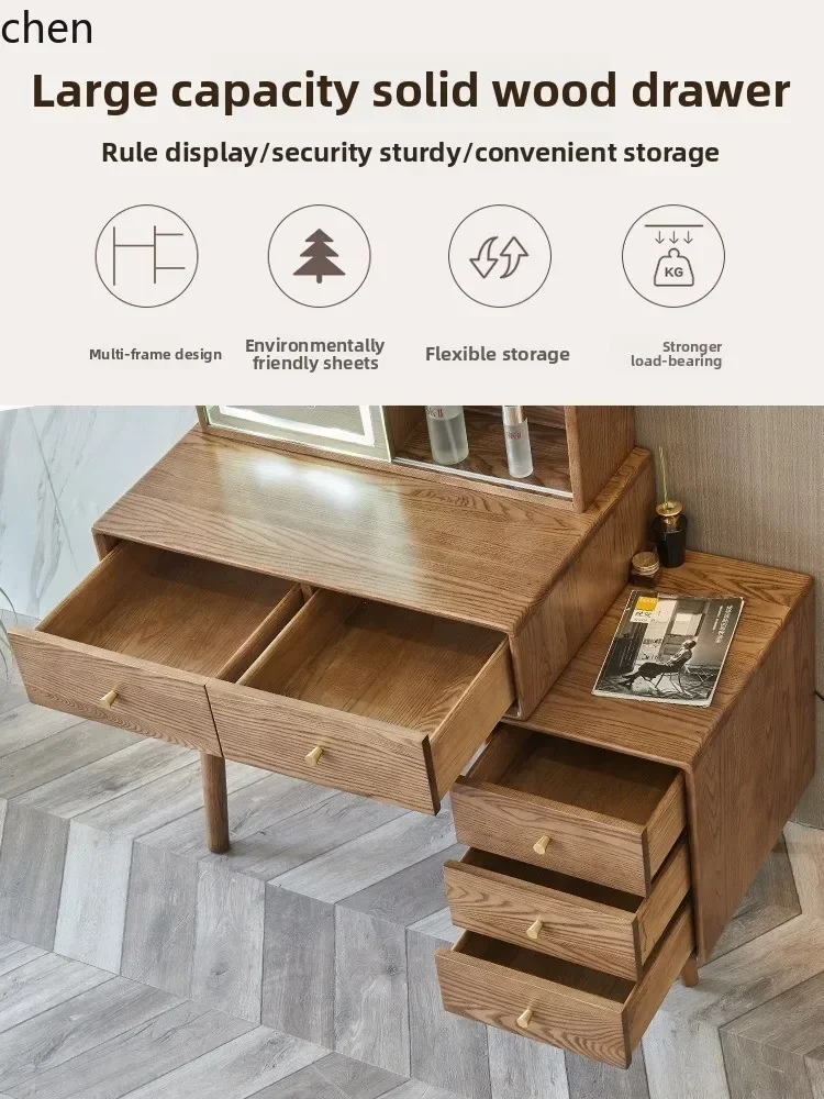 Solid Wood Dressing Table and Chest of Drawers Set Master Bedroom Storage Cabinet Modern Simple Makeup Table