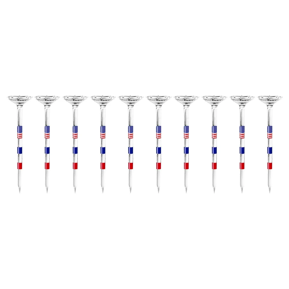 TINSOL 10 Stück lange Golf-Tees, unzerbrechlich, 83 mm, transparent, mit amerikanischer Flagge, reduziert Reibung und seitliches Drehmoment, Golf-Zubehör – Detail 9