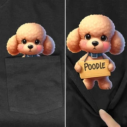 CLOOCL Funny Poodle Cotton T-Shirts Animals Dogs 3D Printed Pocket T-shirt Women Clothing Summer Short Sleeve Tees