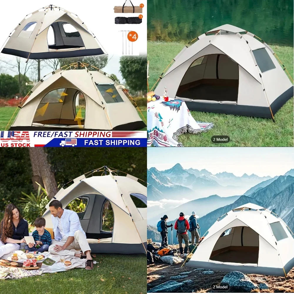 

Gazebos2 3 Person Pop Up Tent Waterproof Windproof Instant Setup for Camping Hiking Outdoor Adventures Lightweight Portable US