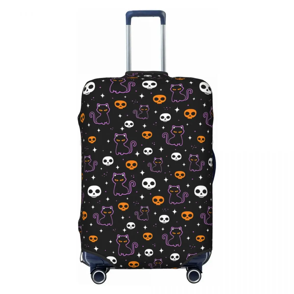 

Funny Halloween Cat Skull Luggage Cover Protector Washable Travel Suitcase Covers