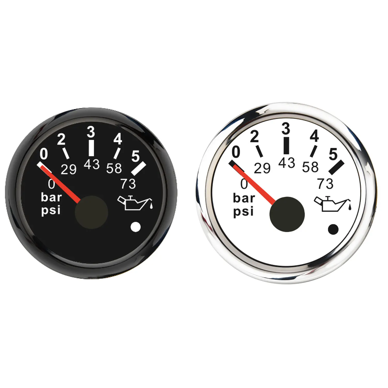 

0-73psi 5bar манометры масла красная подсветка 52 мм автомобильный указательный манометр с сигнализацией для авто морской пехоты 12 В 24 В