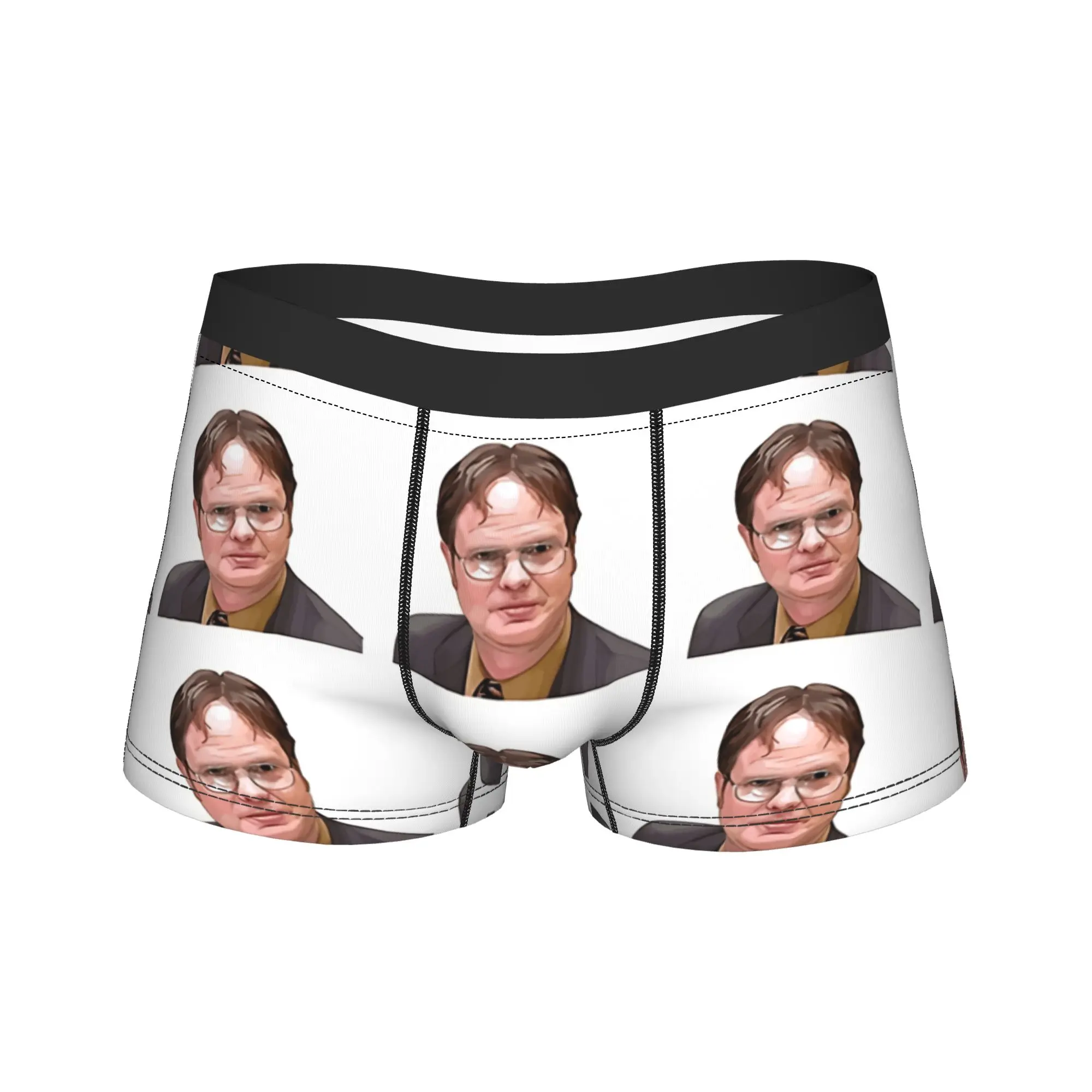 Soft Dwight Schrute geometric drawing Underwear  Men Boxer Brief Novelty Boxershorts High Quality Customs Plus Size Panties