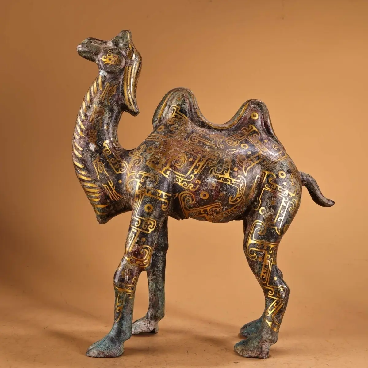 Treasures Old Collection Bronze Rubbing Gold Belt Inscription Camel Weighs 1800 grams, Height 18 cm Width 15 cm