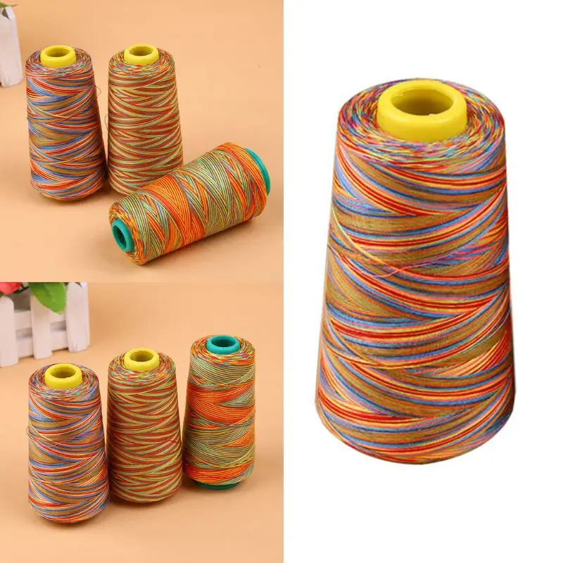 Yards Multicolored Graident Rainbow Polyester Embroidery Sewing Thread Stitching Yarn DIY Knitting Drop Shipping