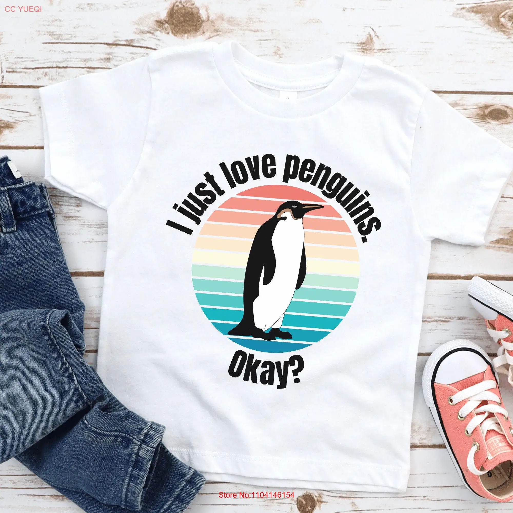 Kids Penguin T Shirt I Just Love Penguins Okay Lover Cute Christmas Birthday Idea Girls Boys Toddler Youth Baby Bodysuit