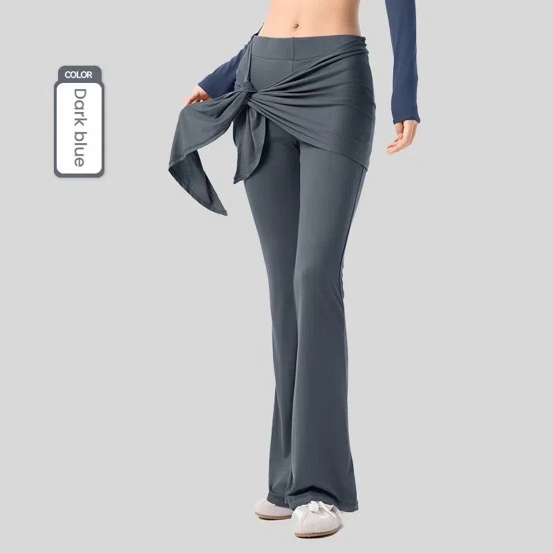 New Yoga Pants for Women Draping Loose Casual Yoga Trousers Detachable Crotch Cover Two-piece Culottes Pant Sets Woman Clothing
