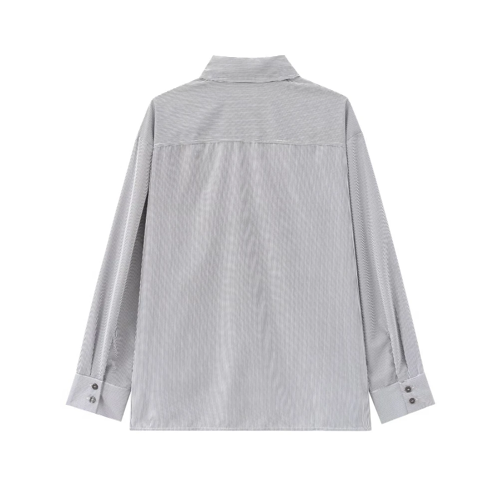 レディースファッション カジュアル ストライプシャツ ハイカラー フレンチスタイル 衣類 ヨーロッパ風トップス