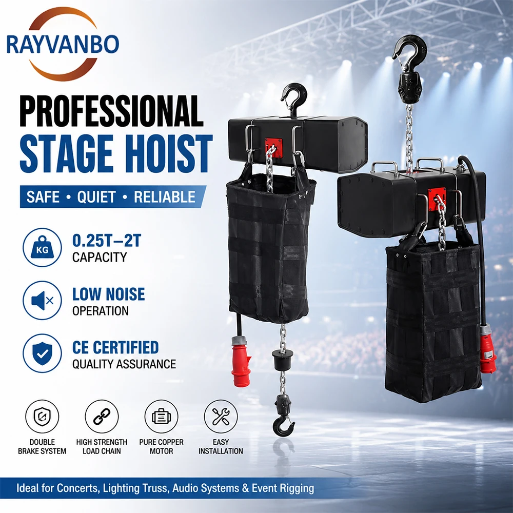 Truss System Electric Hoist 380V 500kg 1 Ton 2 Ton Capacity Metal Stage Chain 6m New for Concert and Event Rigging Applications