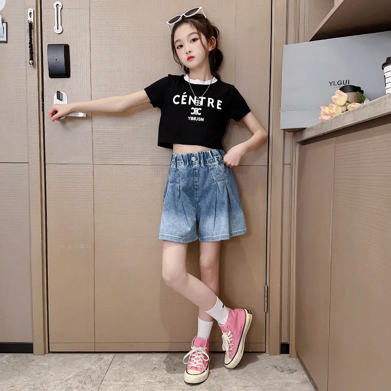 

Girl Shorts 2024 Korean Summer New Thin Trendy Casual Jeans Kid Pants Trouser Skirts Pleated Skirts Girls Shorts Kid Clothes