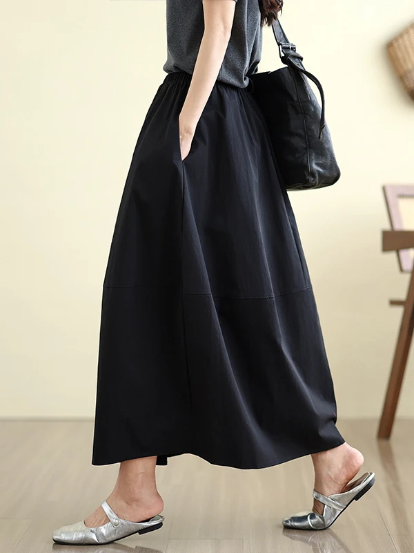 

Юбка Flloom для женщин, летняя коллекция 2025, новая, с эластичным поясом, скрывающая недостатки, приподнимающая фигуру, универсальная, средней длины, макси-юбка