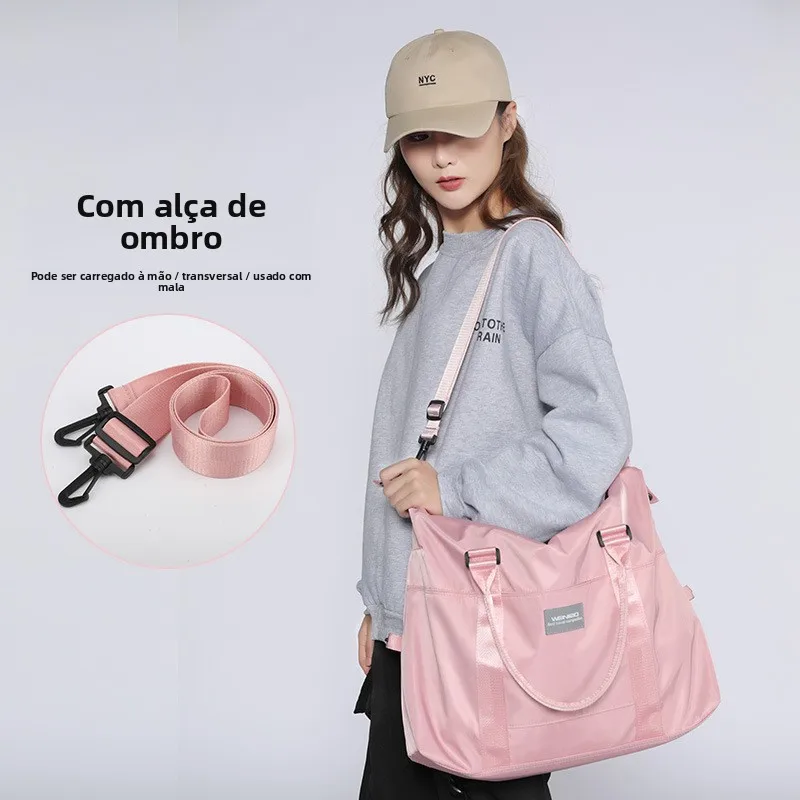 大容量女性用トラベルバッグハンドヘルドフィットネス機器バッグ荷物バッグビジネス通勤スタイルピュアカラーパターン
