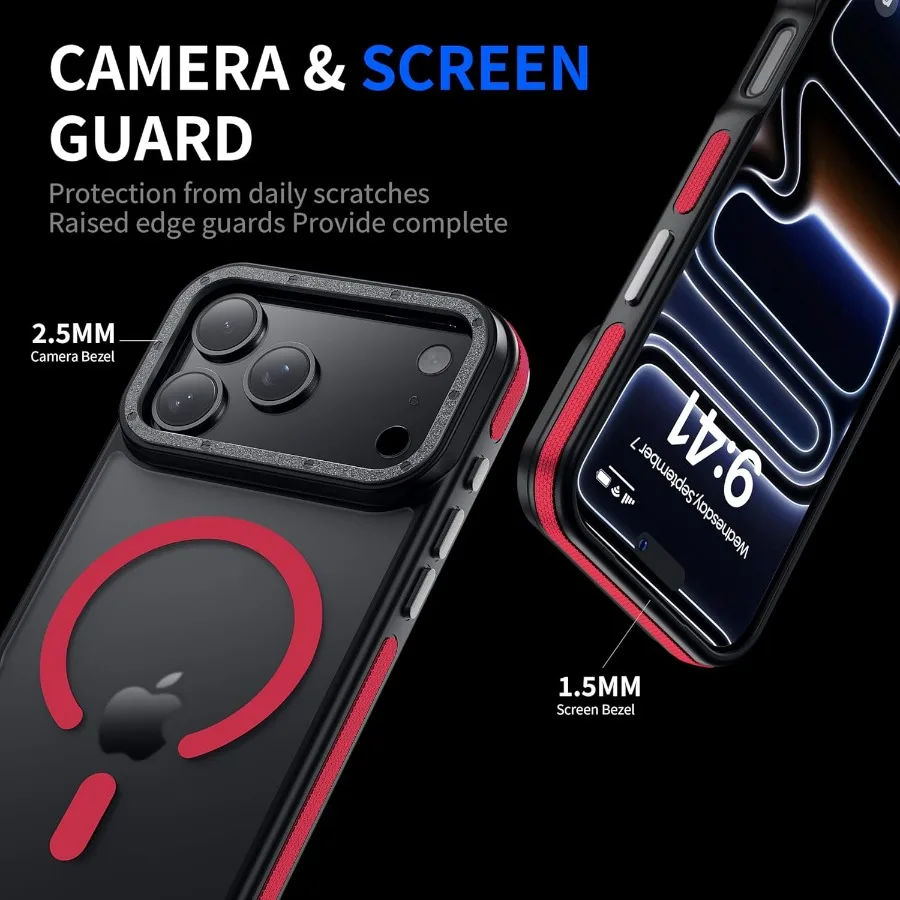 Strong Magnetic for iPhone 17 Pro Case with Camera Lens Protector 10Ft Military-Grade Protection Compatible with MagSafe Shockp