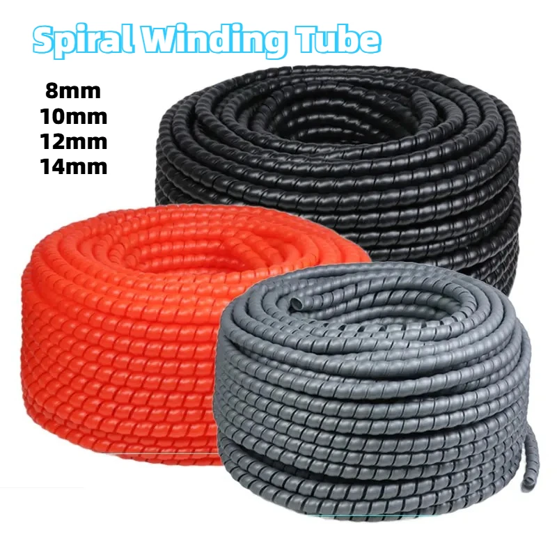 1~10m Spiral Winding Tube 8mm 10mm 12mm 14mm PP Plastic Flexible Cable Wrap Sleeve Cover Pipe Wire Protector Line Organizer