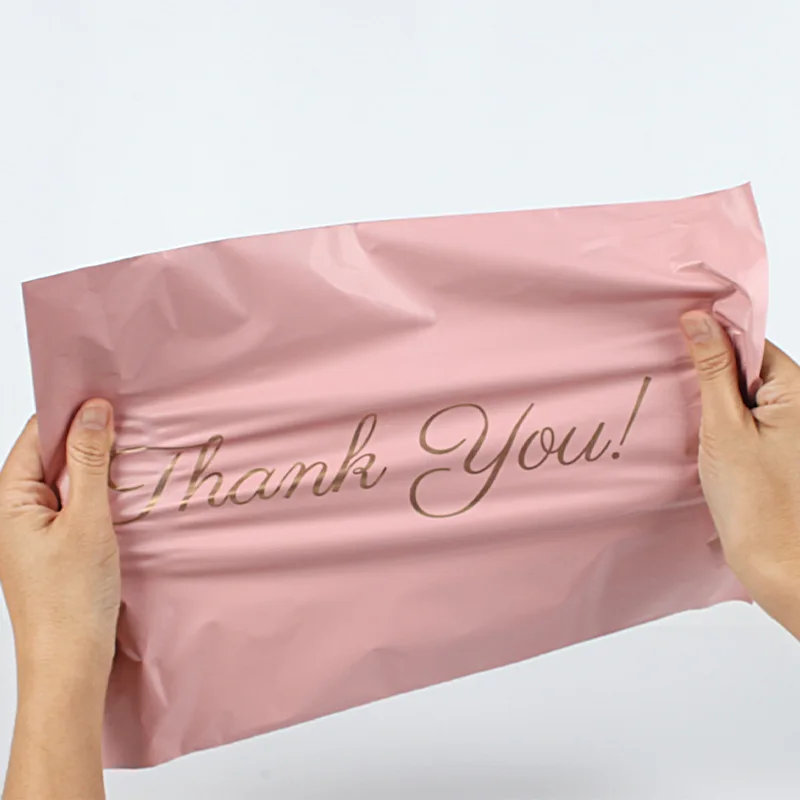 THANK YOU Portable Mailing Shipping Bags Pink Color Plastic Gifts Shoe Boxes Packing Pouch Waterproof Express Mailer Courier Bag