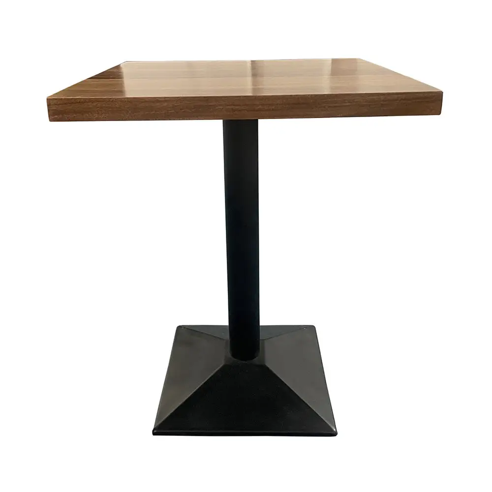 

Commercial Use Wooden Restaurant Cafe Table Square Walnut Wood Top Metal Base square Table for Cafe Restaurant