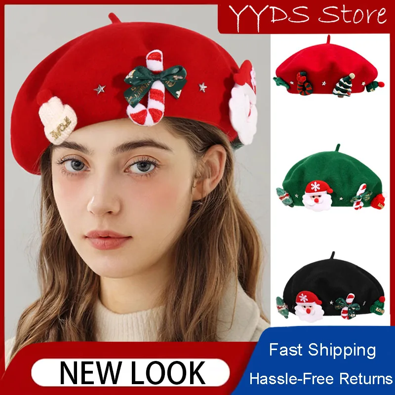 Parent-child Christmas Beret Vintage Hat Female Winter Beret Warm Student Cap Painter Hats for Women Cap Sombreros De Mujer