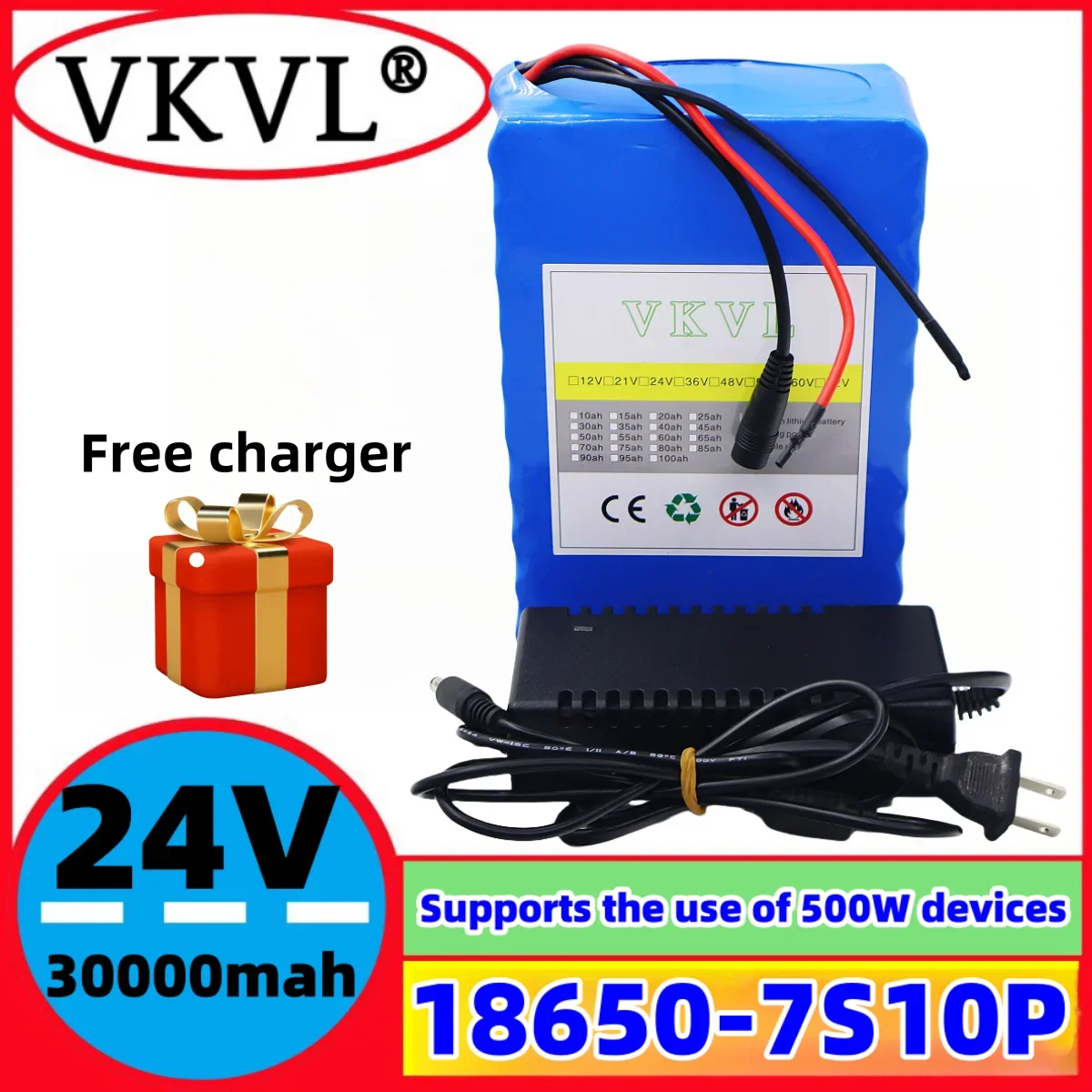 

7S10P-24V300000mah18650 lithium battery pack is suitable for electric tool monitoringequipmentwith built-inBMS+29.4v30AH+charger