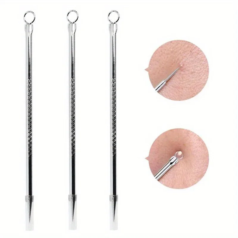 1pc/2ps/3pcs StainlSteel BlackComedone Blemish Extractor Remover Face Skin Care Pore Cleaner Needles Remove Tools - Detail 1