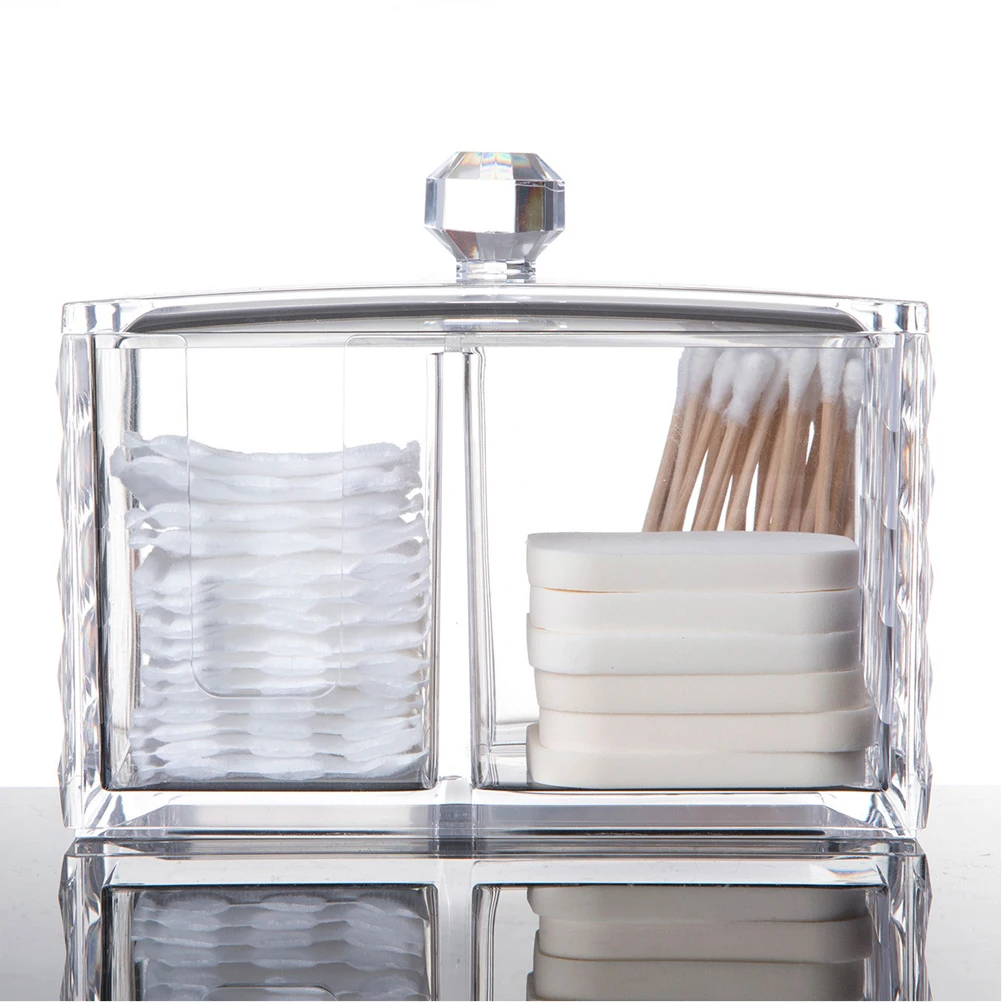 

1PCS Clear Plastic Storage Box Lid Transparent ganizer Acrylic Container for Cotton Swabs Makeup Accessories Dust Proof