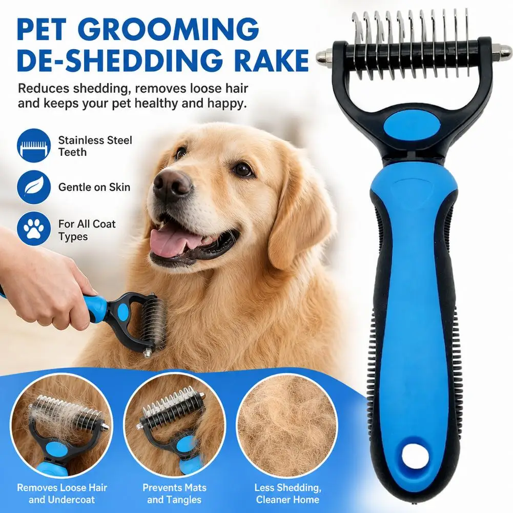 Pet Deshedding Brush Cat Comb Self Cleaning Hair Remover Grooming Tool for Dog and Cats De-Matting Comb Cleaning Pets Supplies