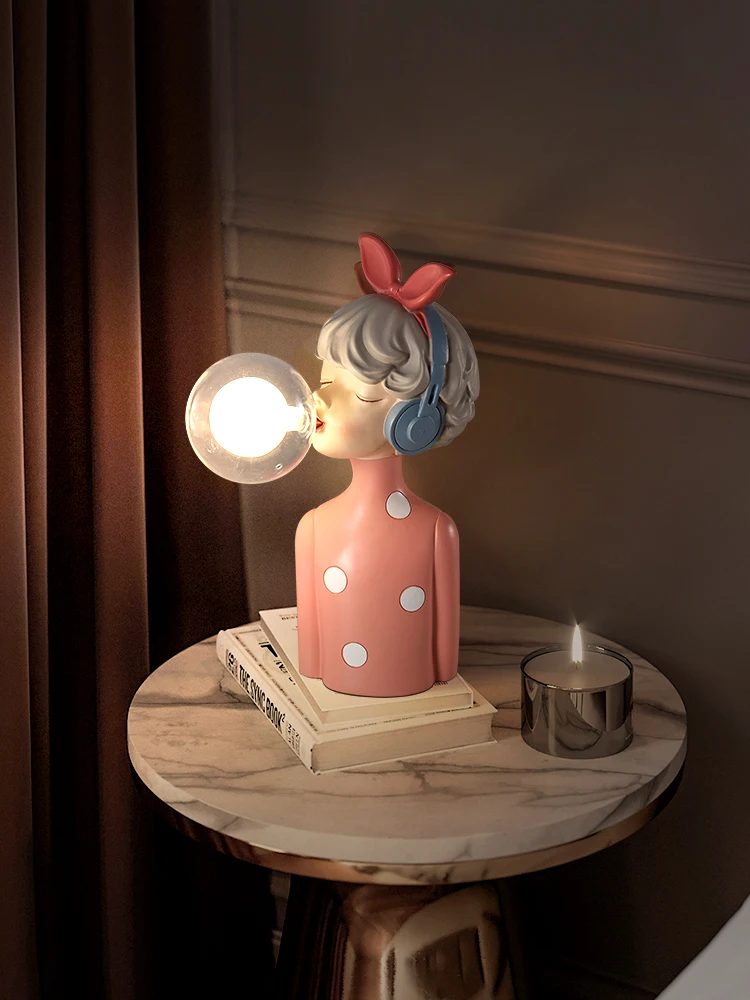 Lámpara de mesa de ramo de novia, luces Led de cabecera de dormitorio, Burbuja de soplado, adorno de regalo de cumpleaños, luz de plataforma decorativa para niña y niño