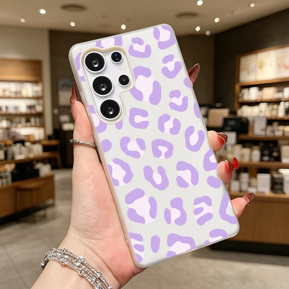 Purple Leopard Print Fashion Slim Shockproof Phone Case For Samsung Galaxy S26 S25 Ultra FE Daily Back Cover