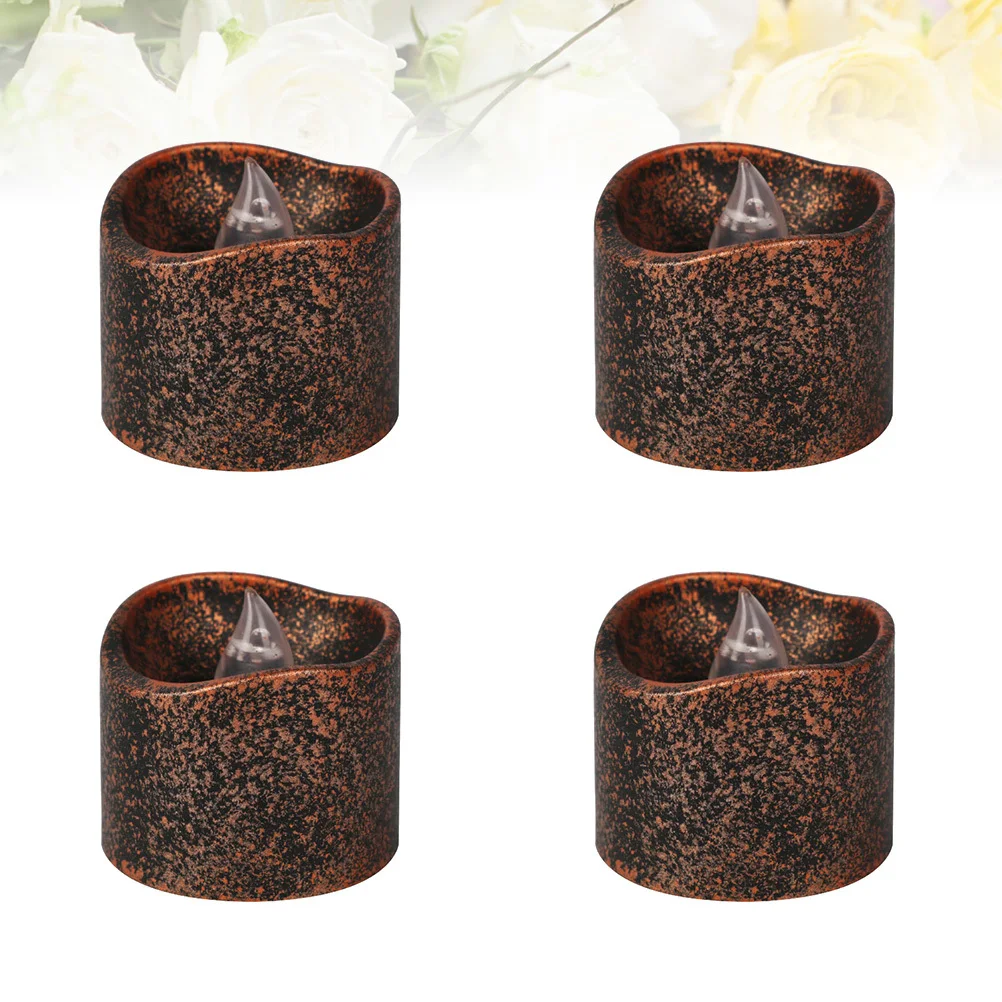 

4 pcs Led Lights Flameless Flickering Glitter Black Bottom Electric Tea Light For Wedding Christmas Party Home Decor