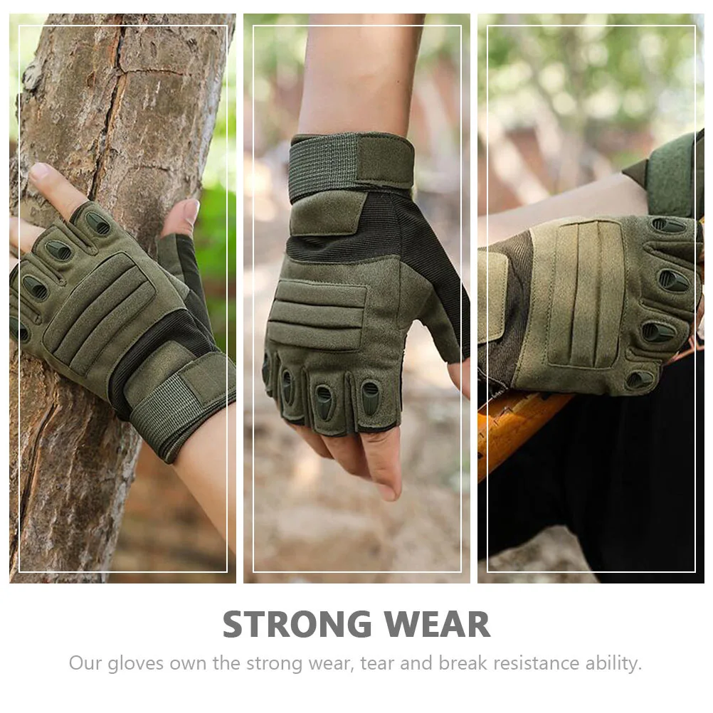 

1 Pair Half-Finger Gloves Durable For Bicycling Riding Camping Hiking Mountaineering Outdoor Sports Windproof