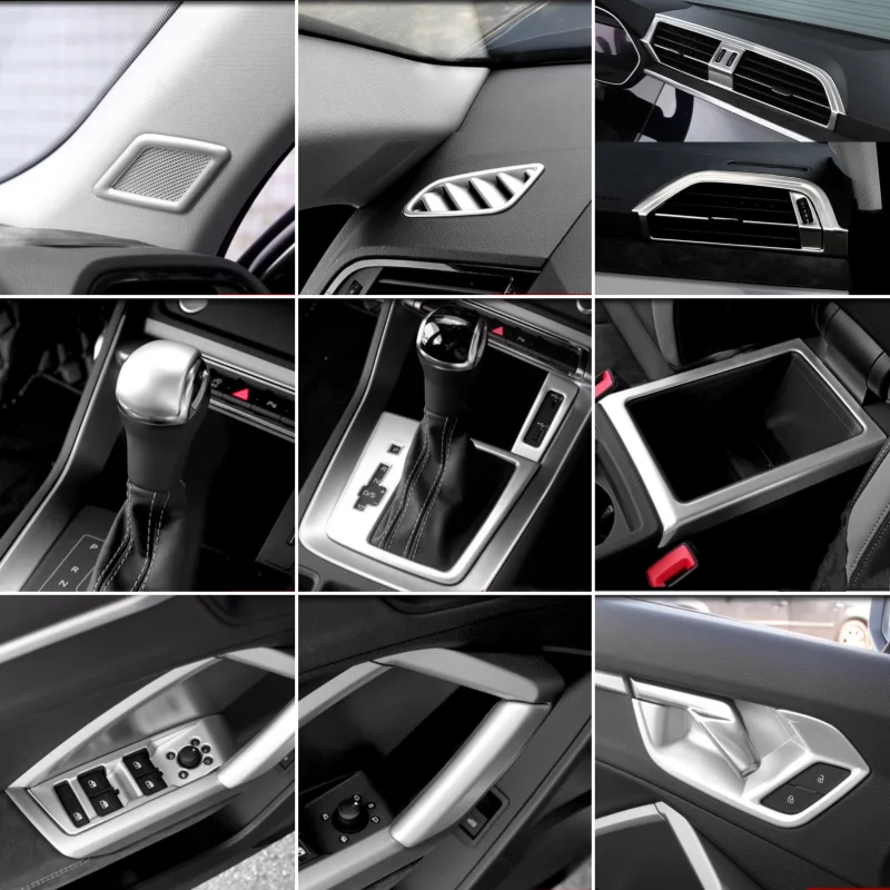 

For Audi Q3 F3 2019-2023 LHD Interior Accessories AC Outlet Vent Car Gear Head Sticker Pillar A Stereo Frame Cover Sticker Trim