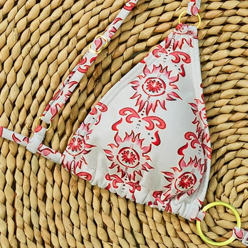 Moderate Elasticity Bikini Ladies Bikini Printed Swimsuit Printed Beach Bikini Set Split Swimsuit For Vacation