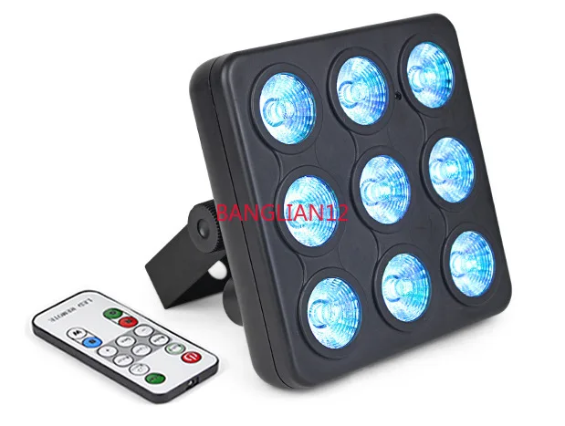 Colorful nine square Pa light + remote control strobe gradual change color Pa light KTV party room use