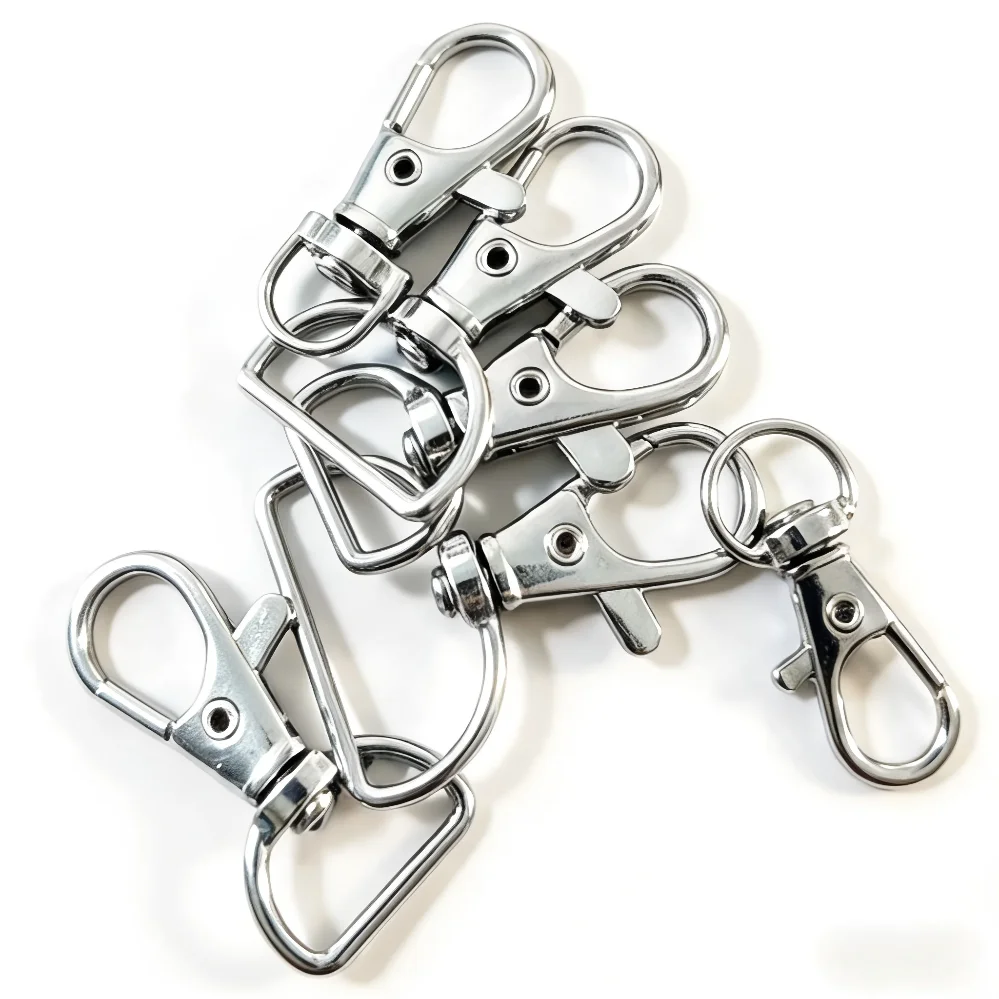 5-100 Pcs Metal Swivel Buckle Strap D-Ring Lanyard Spring Hook Lobster Claw Clasp Keychain Clip Hook for Key Ring Hand Sewing ﻿