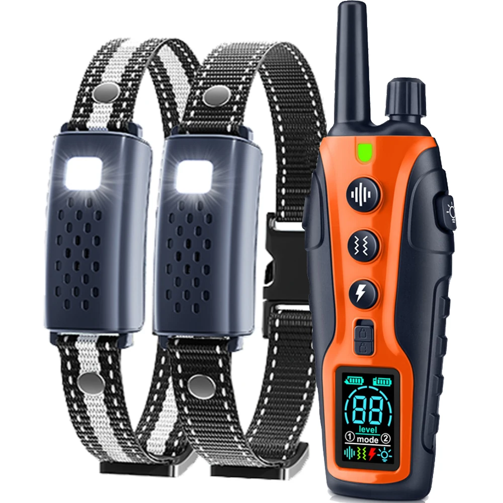 3280FT Pet Dog Training Shock Collar 3 Training Modes Beep Vibration Shock Flash Light Safety at Night Dual Battery Display