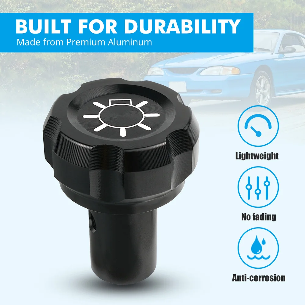Aluminum Headlight Knob fit for Ford Mustang 1994-2004, for Ford F150 F250 F350 1992-1997, Replace for F5TZ11661A, F5ZZ11661A
