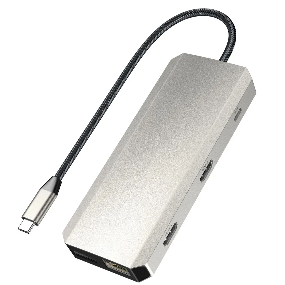 

USB C Dock Quad Monitor 12-в-1 Док-станция 4K Многопортовый адаптер для ноутбуков MacBook, Dell XPS, Lenovo Thinkpad HP