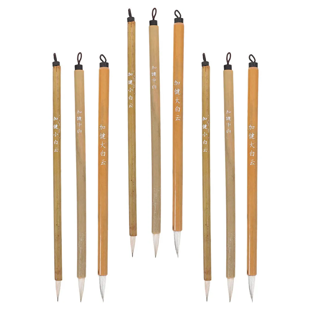 مجموعة فرش الخط الصيني مكونة من 9 قطع من فرش الكتابة الخشبية للمبتدئين، مستلزمات الرسم الصيني التقليدي #6