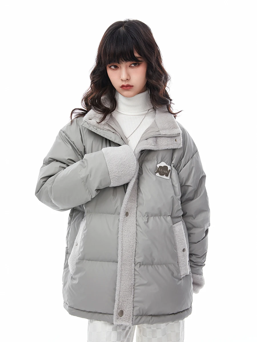 

Lkone Thiened Хлопковое джето с воротником-стойкой, зимняя верхняя одежда, теплая начальная снежная корейская молния на молнии