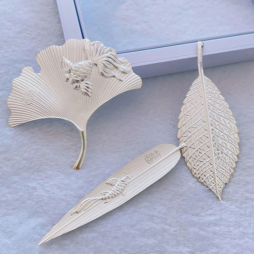 1pcs Real 999 Pure Silver Leaf Leaves Collection Jewelry Gift for Bookmark tea Decoration Souvenirs Ornament Accessories